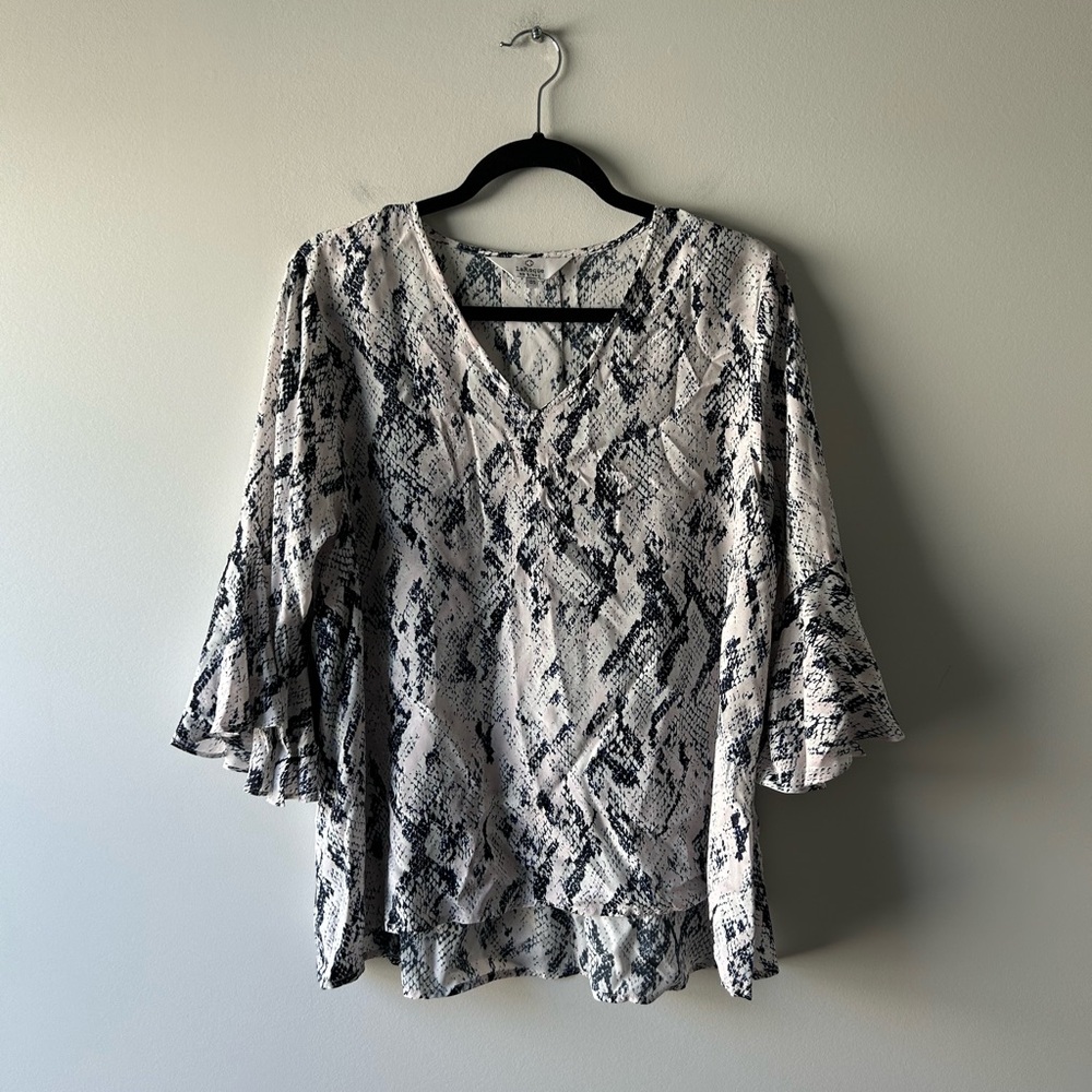Laroque grey snake print silk blend top